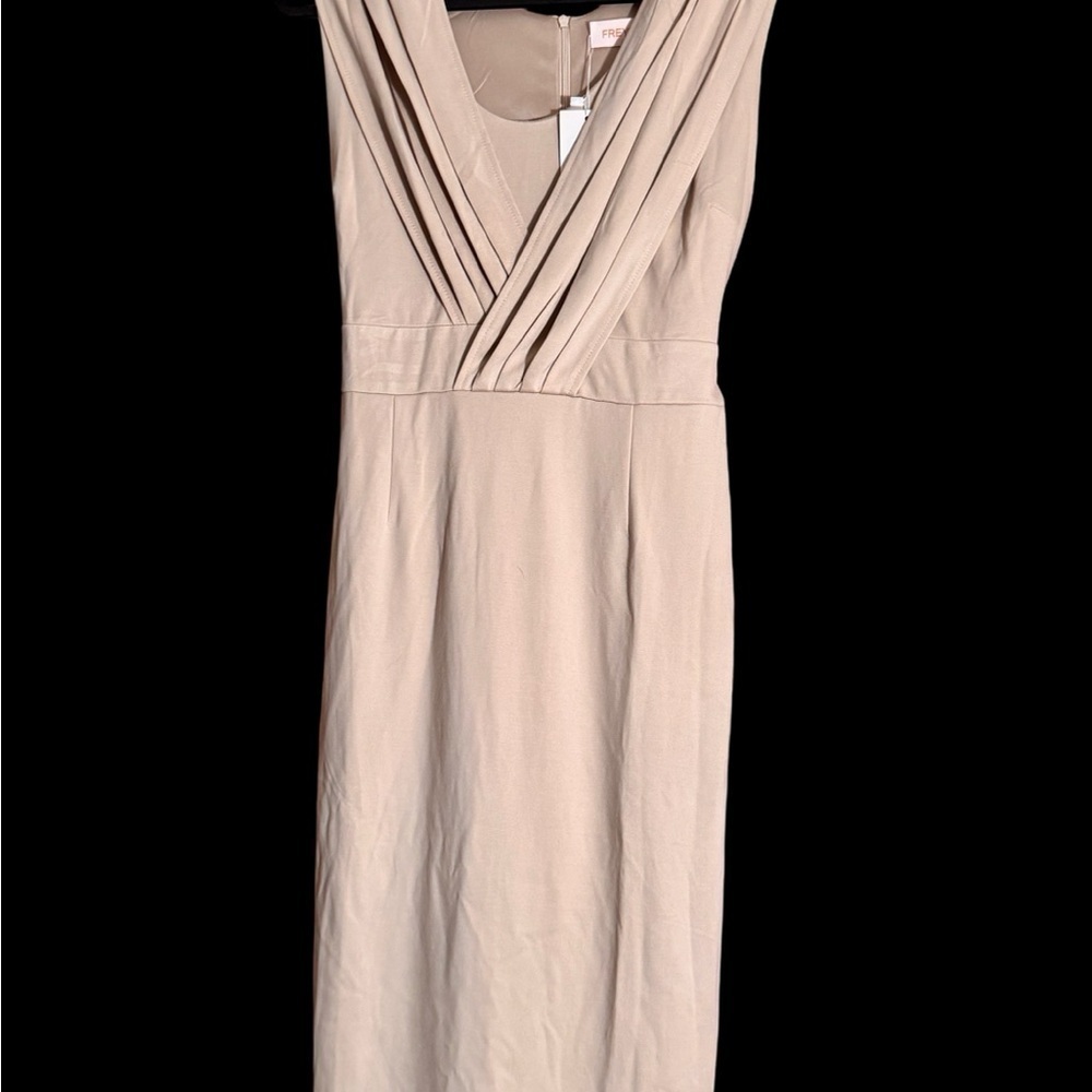 Beige Sleeveless Neck Sheath Dress - Picture 2 of 5